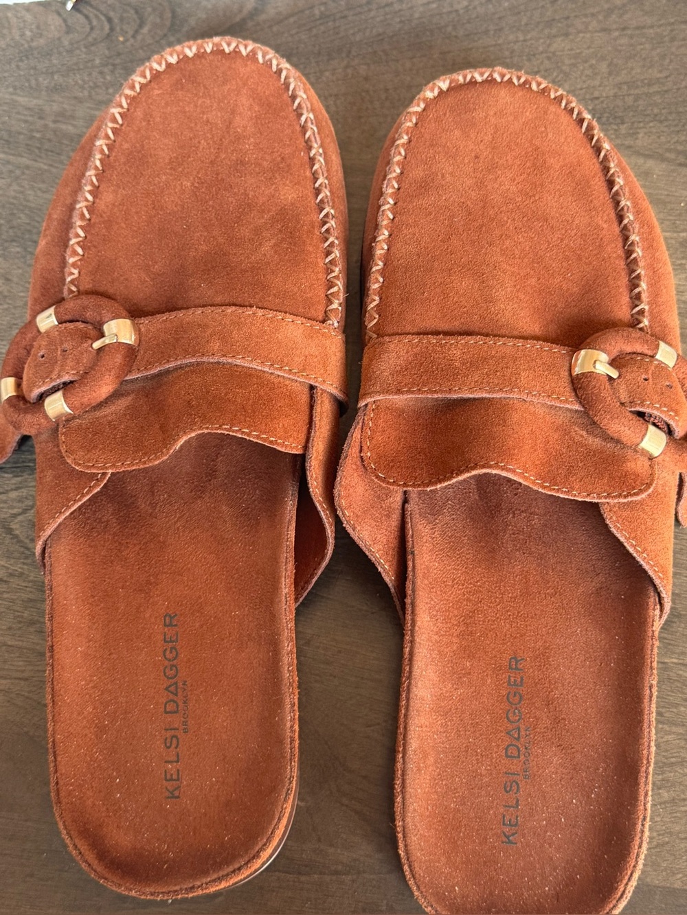 Kelsi Dagger Rust Suede Slip-On Mules